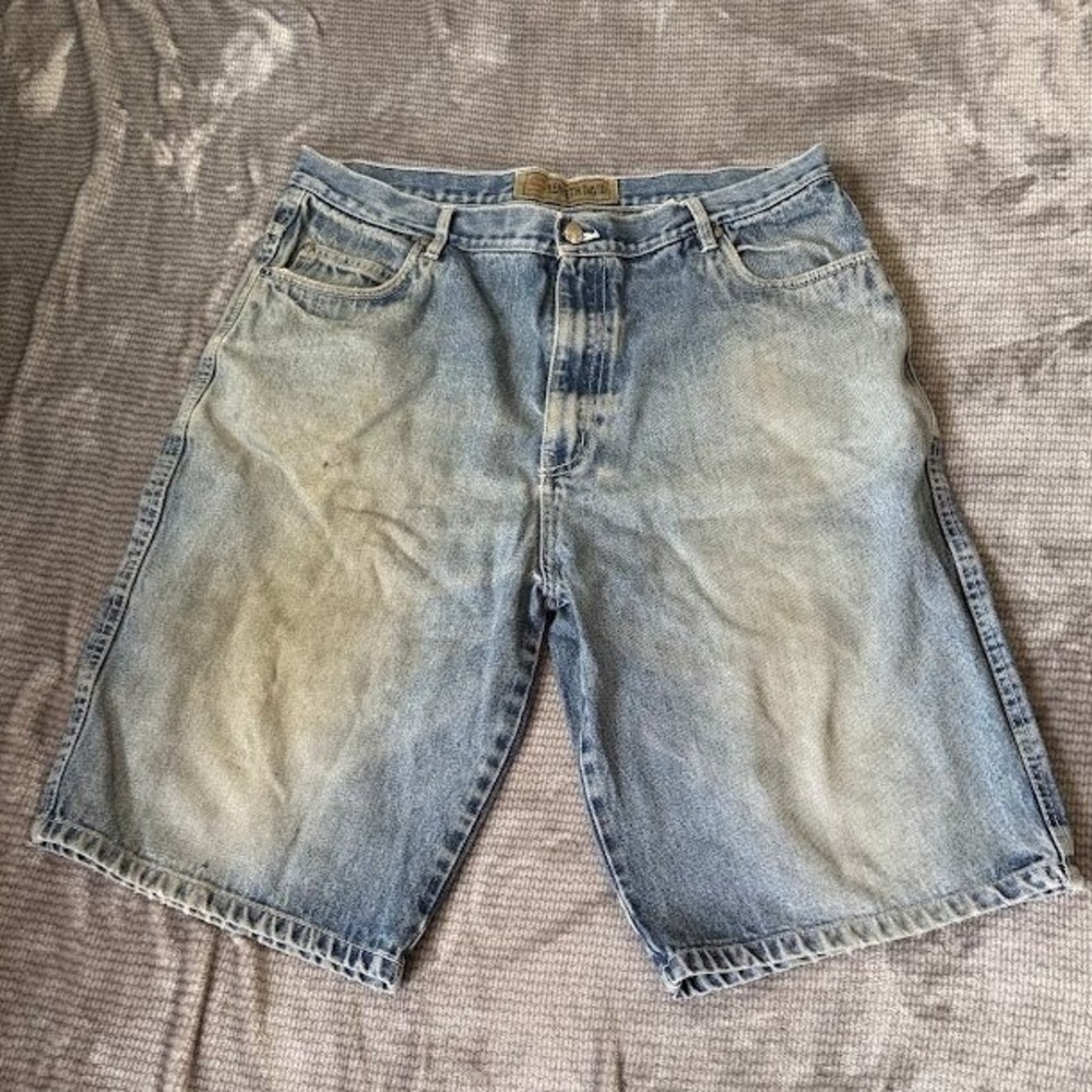 Kenneth David Mens Vintage 90s Baggy Denim Shorts Light Wash Skater Size 36x12